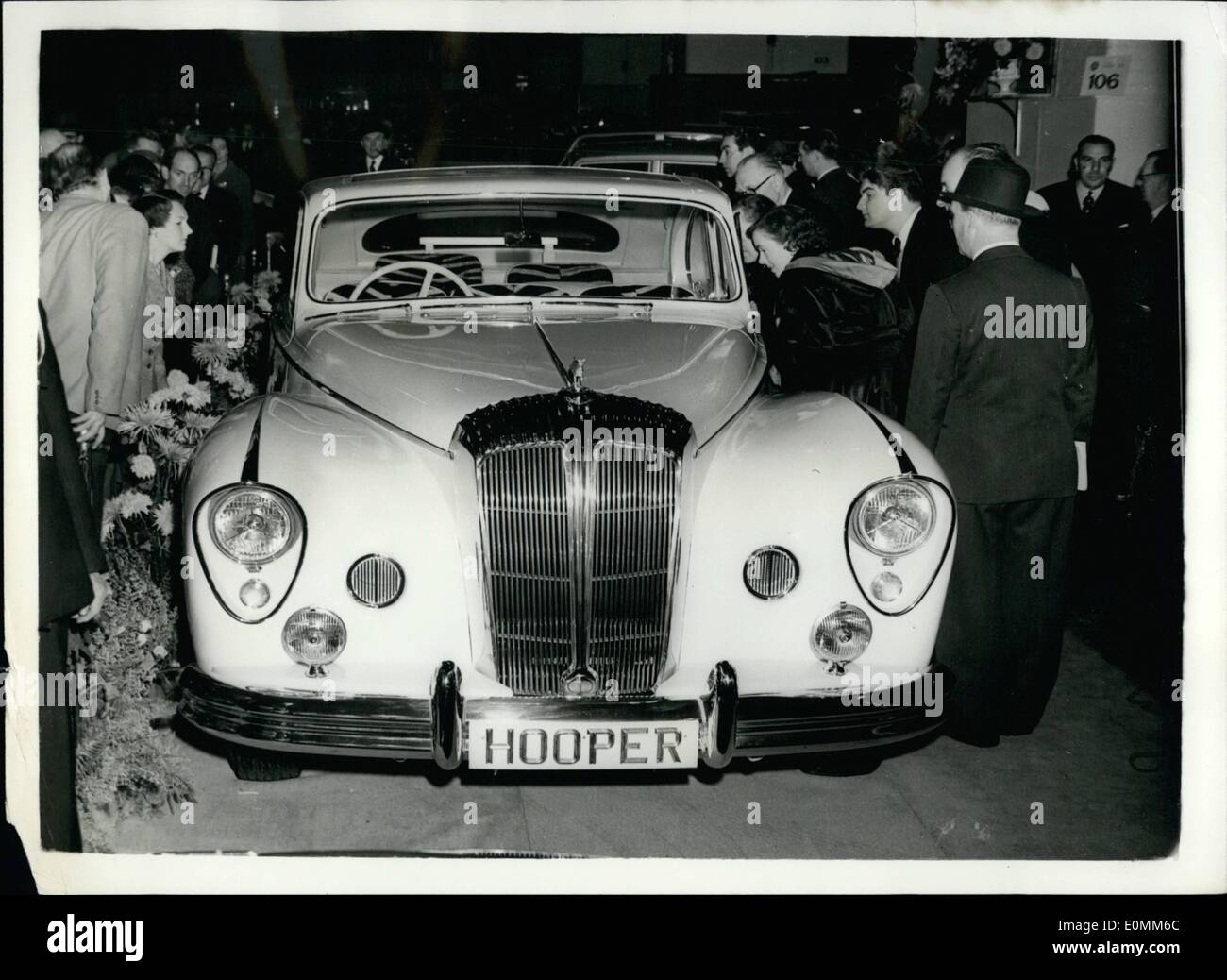Oct. 10, 1955 - Opening of The Motor Show.. The New &pound;15,000 Docker Car.. hoto Shows:- A section of the vast crow Stock Photo