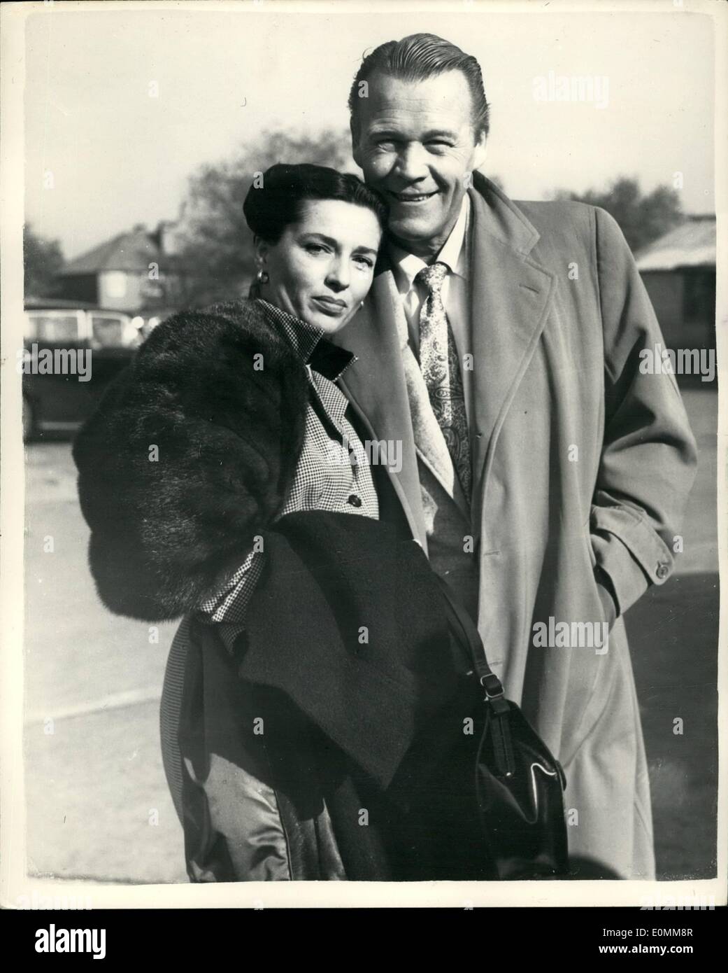 Oct. 28, 1955 Screen Star Wayne Morris Meets His Wife Screen star Wayne Morris who is in this