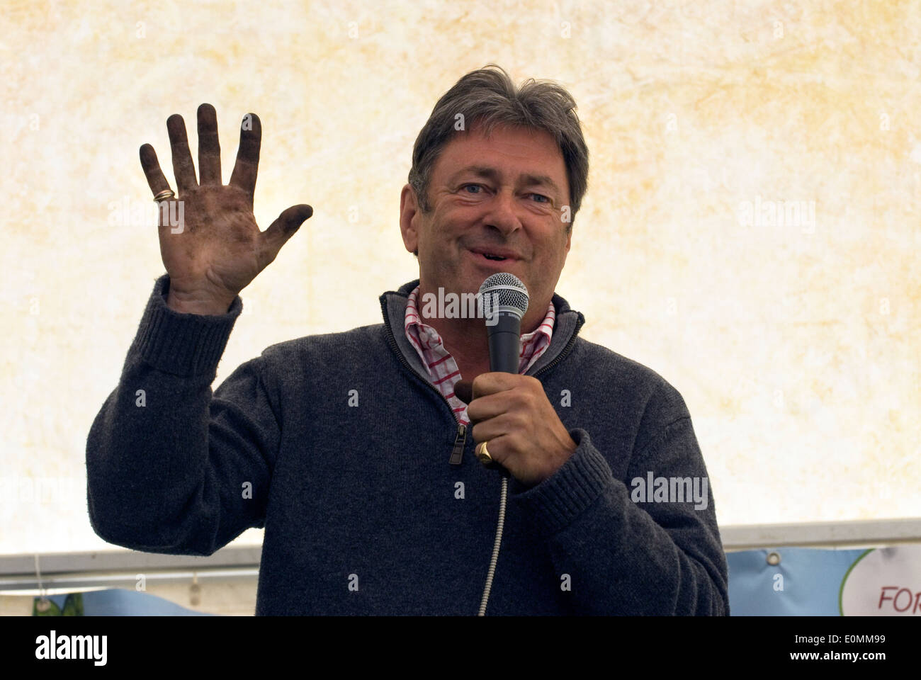 Celebrity gardener Alan Titchmarsh speaking at a Grow For It activity & gardening event, Royal School, Hindhead, Surrey, UK. Stock Photo
