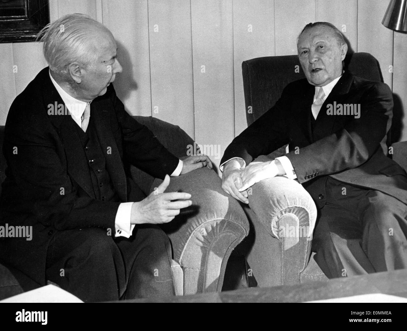 Chancellor Konrad Adenauer with Theodor Heuss Stock Photo