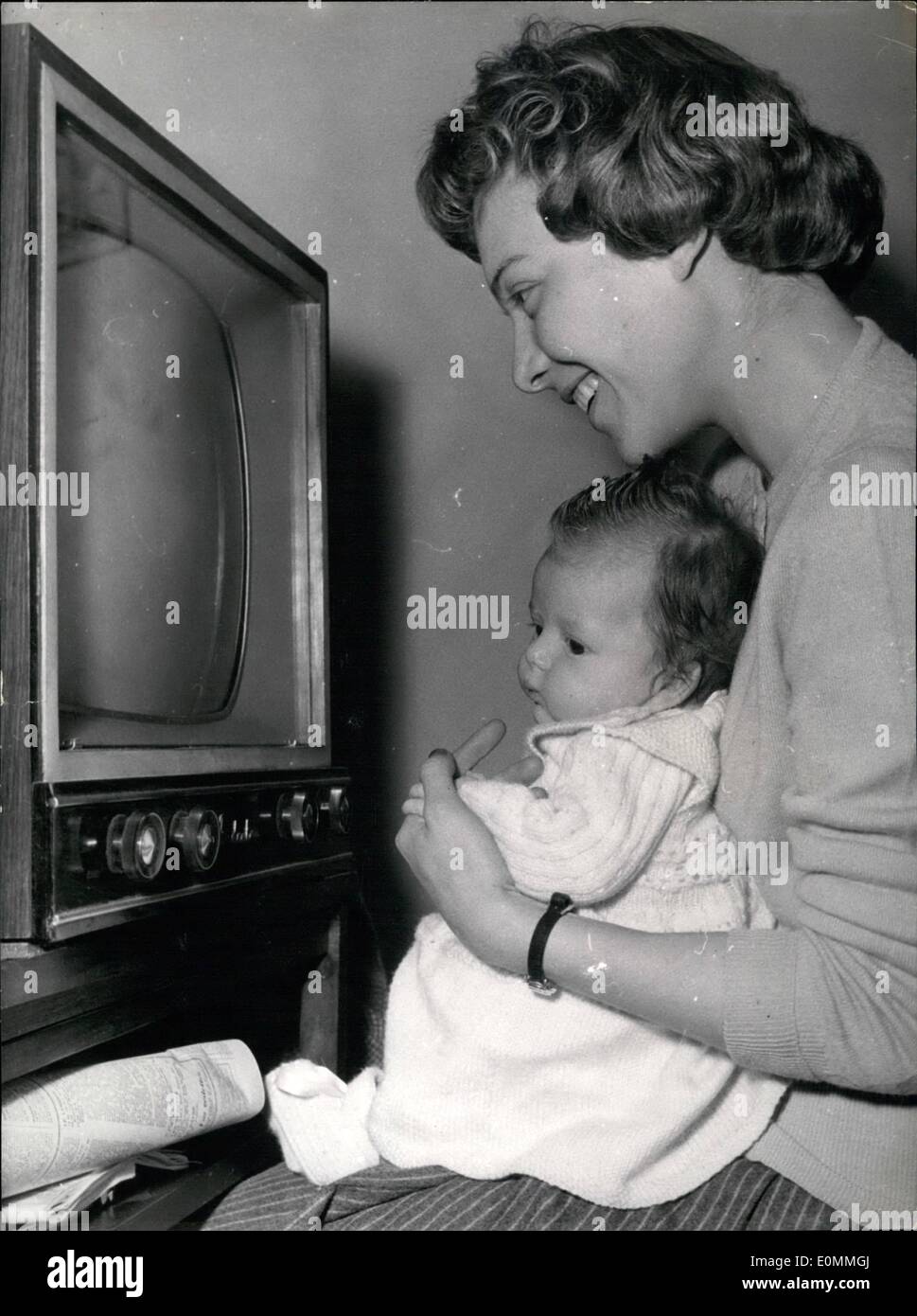 Mar. 03, 1956 - The Baby doesn't know mammy is famous. 20-year-old Marianne Lecene was selected among 25 candidates to fill the Stock Photo