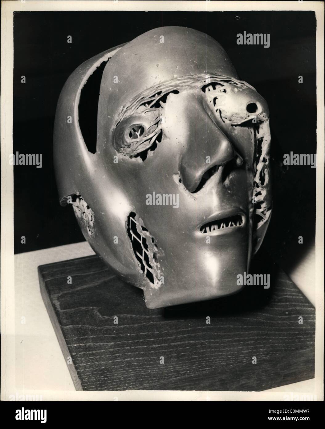 Mar. 03, 1956 - Exhibition by the Australian Artists Association. Photo shows Visor Head, by Oliffe Richmond, one of the exhibits in the Exhibition by the Australian Artists Association which opens today at the Imperial Institute Art Gallery. Stock Photo