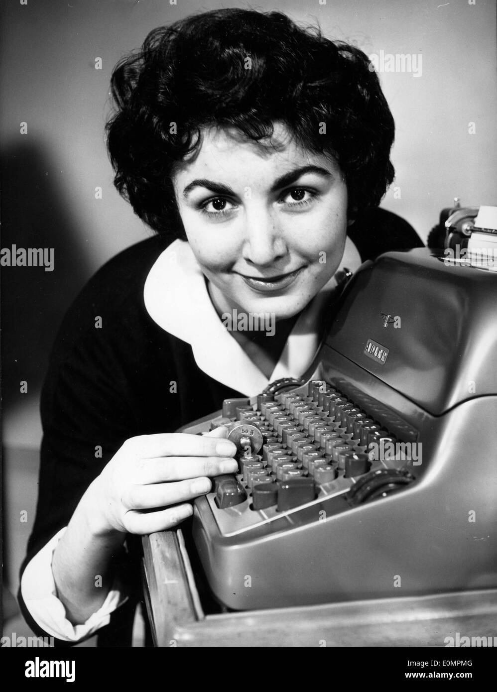 New typewriter on display at convention Stock Photo Alamy