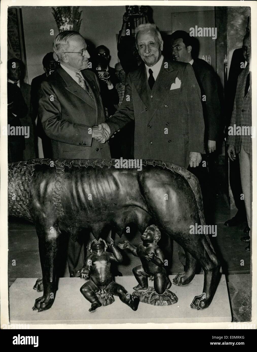 May 05, 1956 - Mr. Harry Truman in Rome : Mr. Harry Truman former president of the united states , who is on a touring visit to Stock Photo