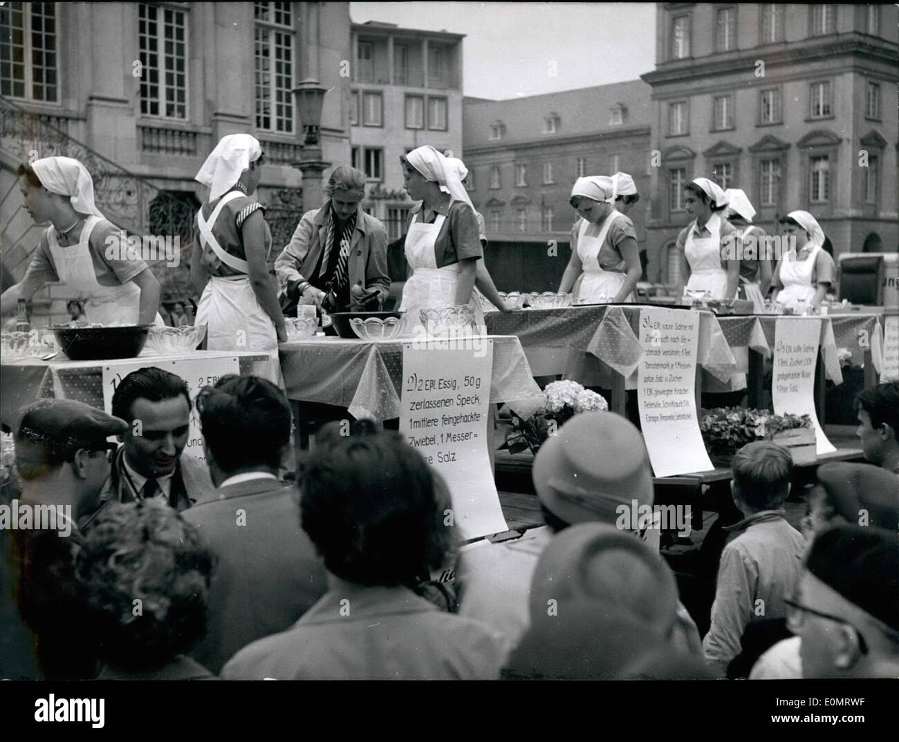 Jun. 06, 1956 - ''Have Some Salads And You'll Keep Well'': On this way the ''Salad -Mamsells'' of Bonn demonstrated the time of Stock Photo