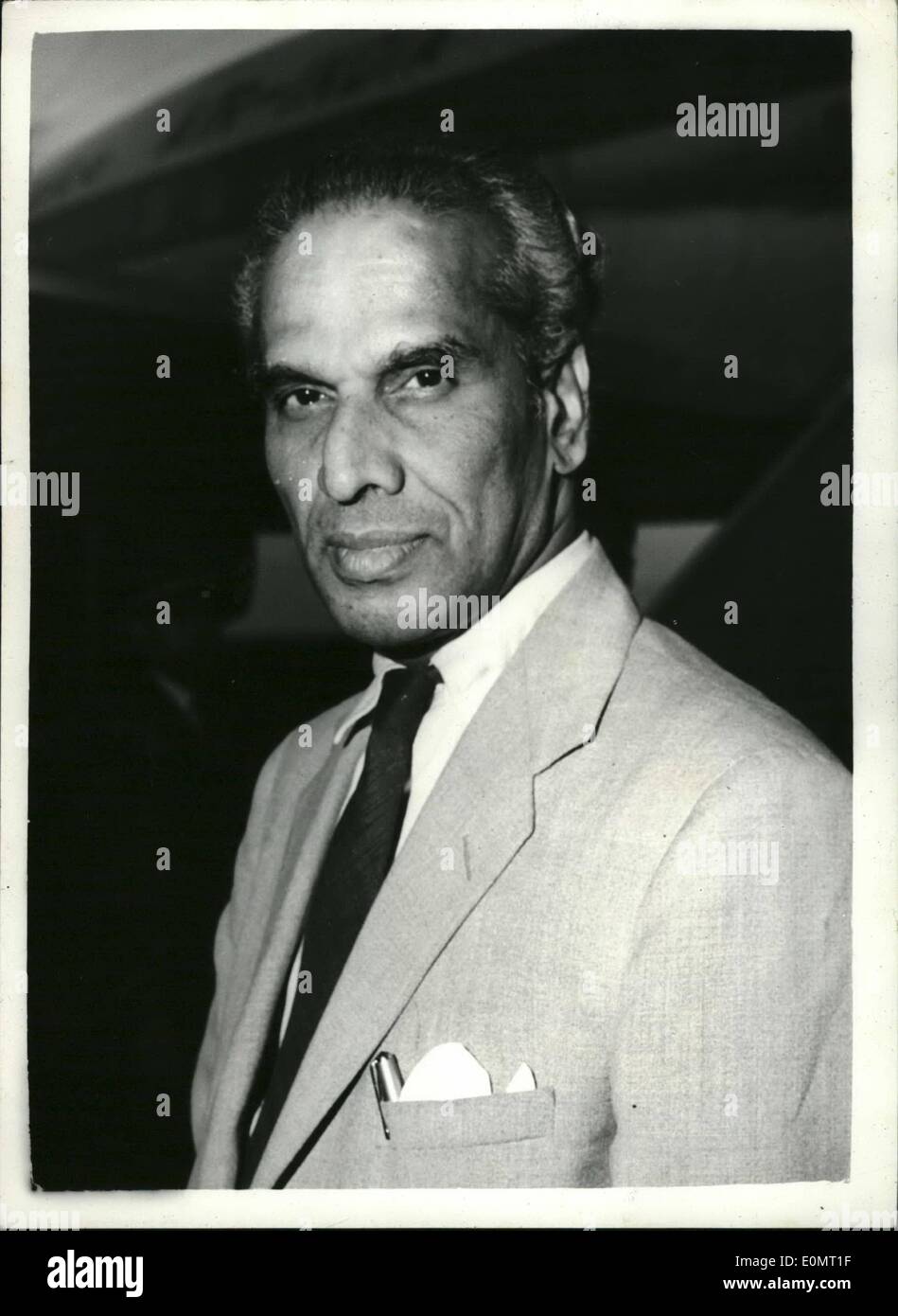 Aug. 08, 1956 - Mr. Krishna Menon Arrives For Suez Canal Conference; Photo Show Mr. Krishna Menon, who is to represent India at Stock Photo