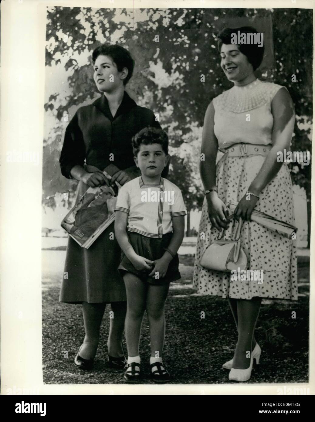 Aug. 08, 1956 - Constant watch is kept over you to Prince Fuad - son of Ex-king Farouk of Egypt; Well guarded against s attack by possible fanatics is four year old Prince Faud young son of Ex-King Farouk of Egypt. The young Prince lives in a villa on the shores of Lake Geneva with his English Nurse 40 year old Miss Anne Chemaide and an Albanian Bodyguard Abdul Rostum. The young Prince is never allwoed outside the 10 ft high walls of the Villa alone and nobody is allowed in the ground without permission of Miss Chermaide Stock Photo