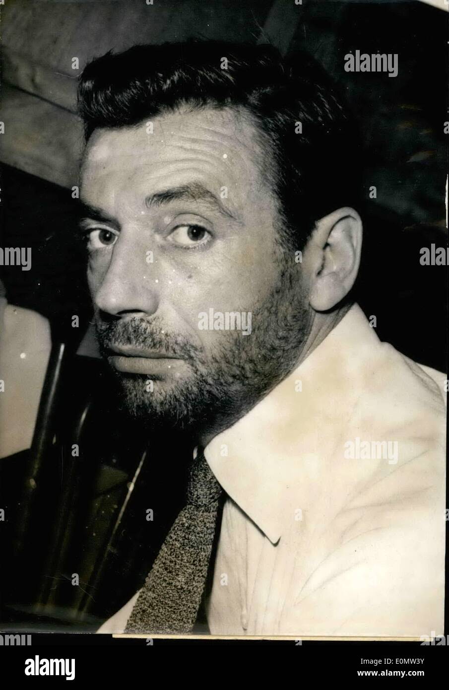 Jul. 07, 1956 - Who's The Bearded Man? This Is What Yves Montand. The Famous French Crooner And Actor, Will Look Like In The ''Witches Of Salem'', A Film Based On Arthur Miller's Play Made Into A Screen Version By Jean Paul Sartre. Montand's Wife, Simone Signoret, Is Playing Opposite Him As Elizabeth Proctor. Stock Photo