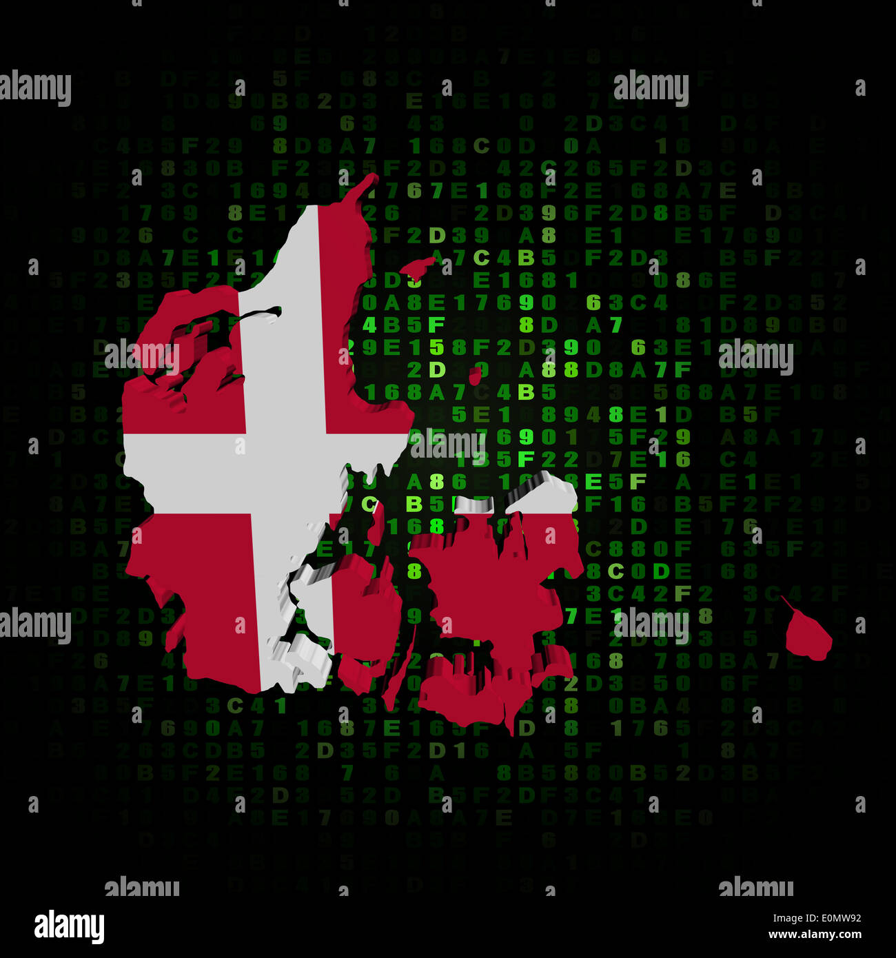 Denmark map flag on hex code illustration Stock Photo Alamy