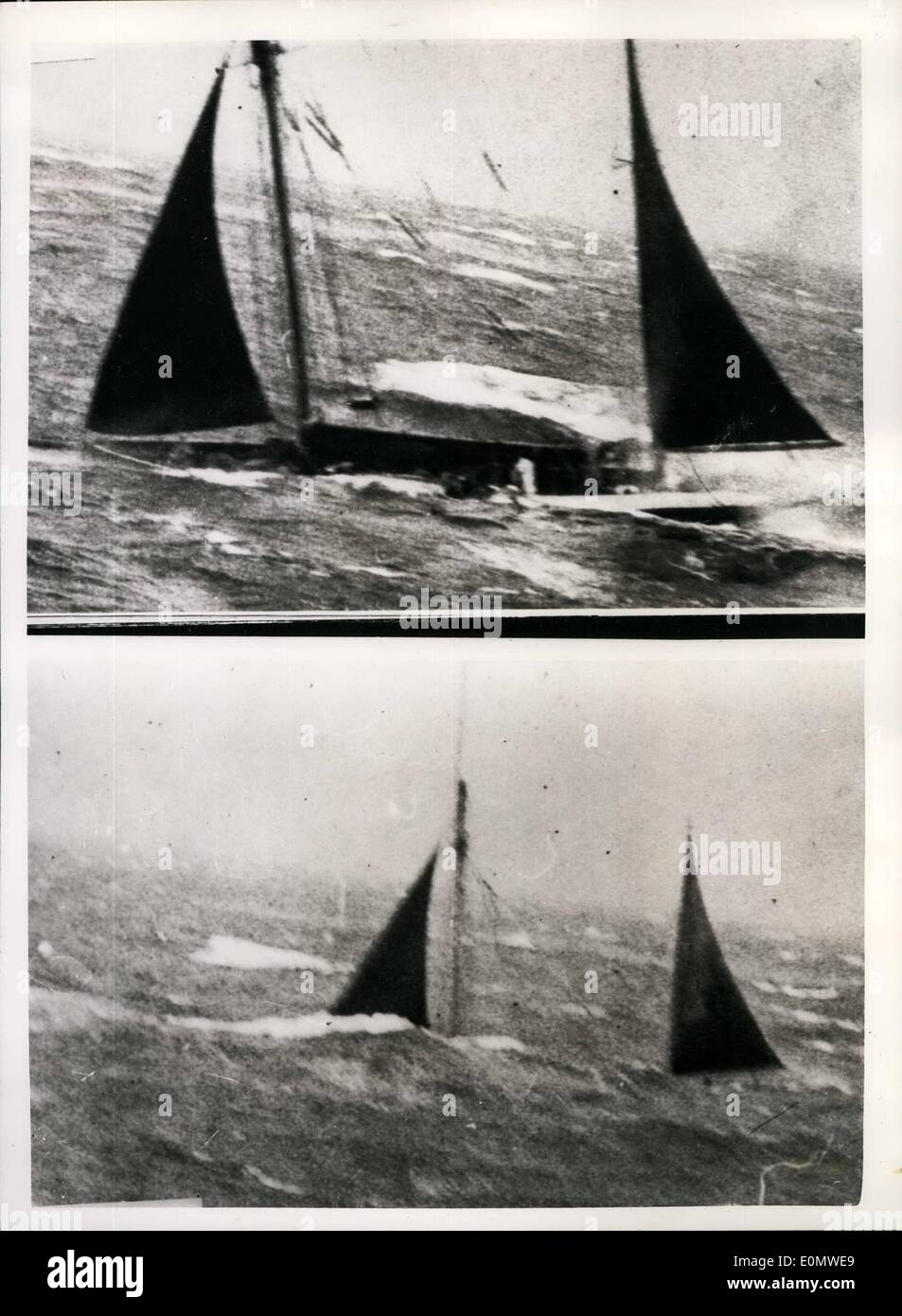 Jul. 07, 1956 - Ketch that won Torbay-Lisbon Race - goes down. ''Moyana ...