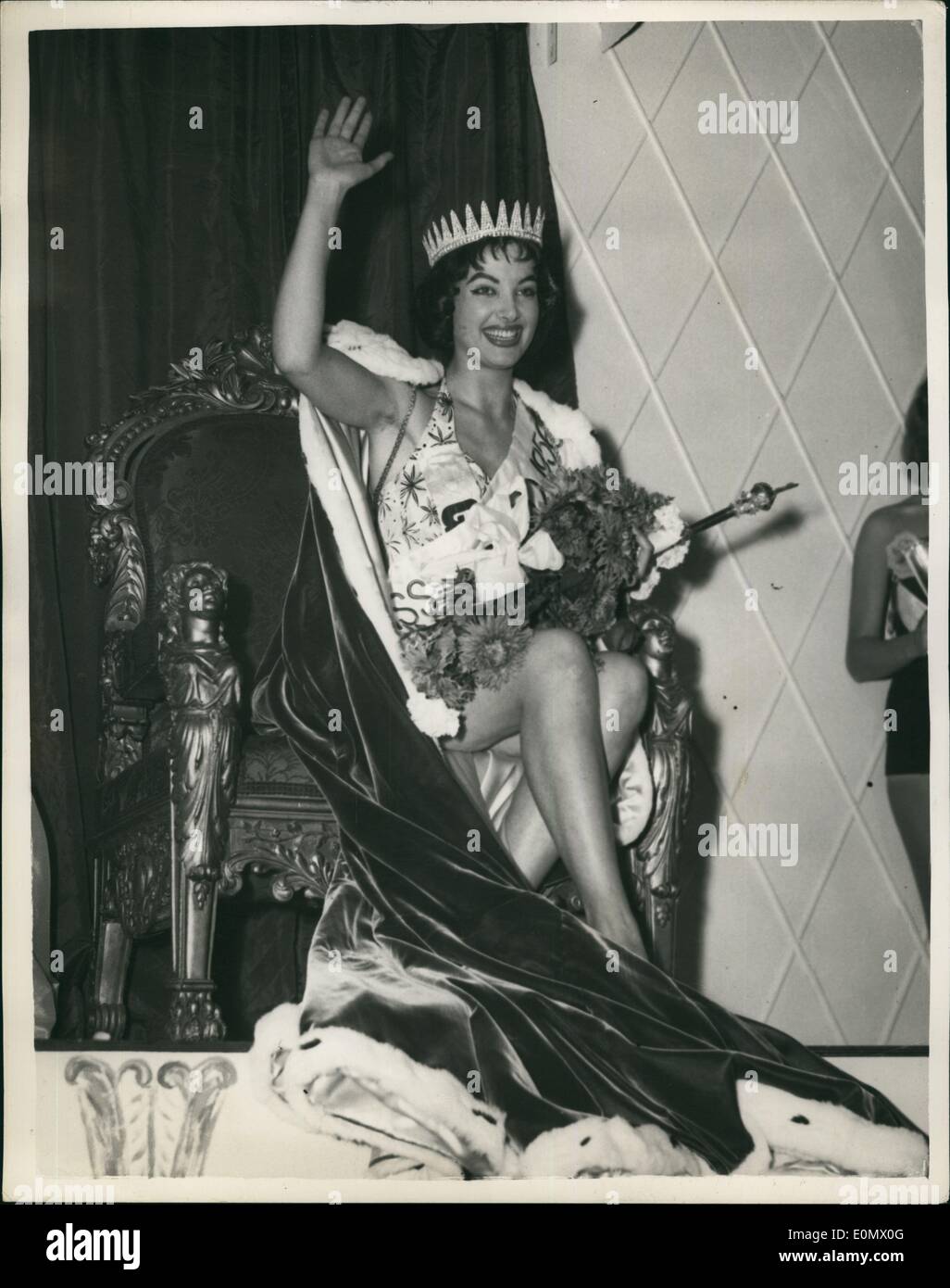 Oct. 10, 1956 - Miss Germany is elected ''Miss World'' from 24 contestants at the Lyceum Ballroom. Photo shows Petra Schurmann, Stock Photo