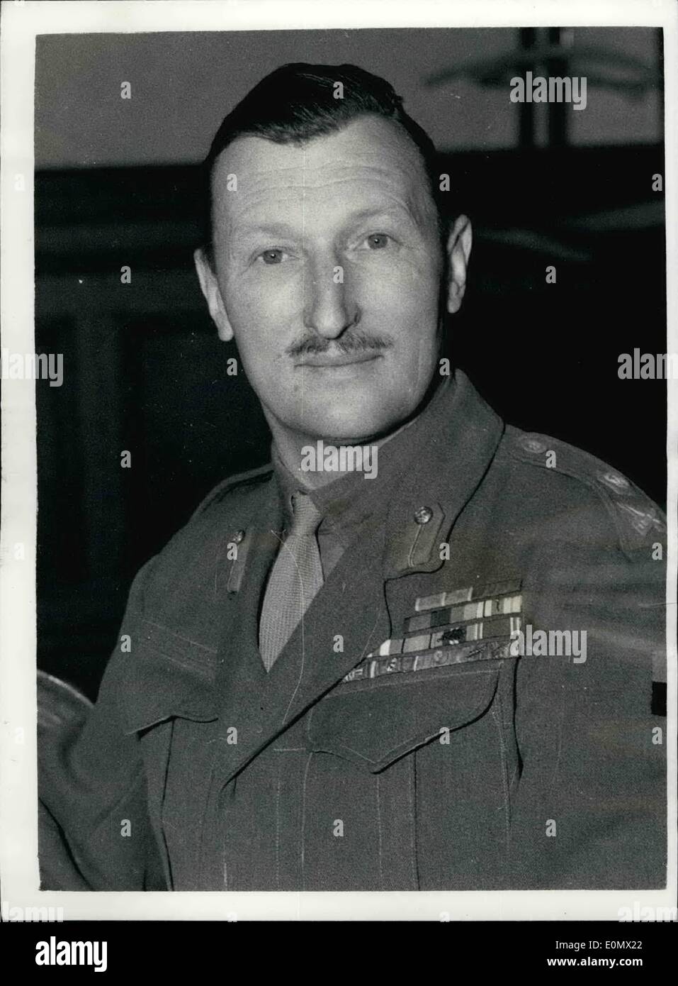 Oct. 10, 1956 - He Commands the Whole Operation in the middle East General Sir Charles Keightley.: In charge of the whole operations in the Middle East is 55 year old General Sir Charles Keightley, C. in C. Middle East Land Forces. Under his overall command are the warships - Commandos troops and R.A.F. Units - assembled in the area of Suez. Photo shows General Sir Charles Keightley. Stock Photo