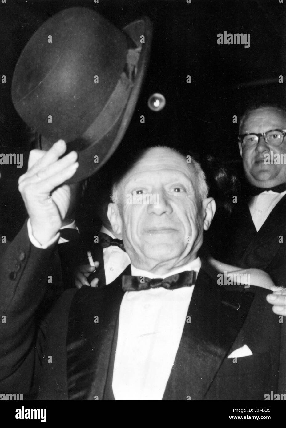 Artist Pablo Picasso arriving at the Cannes Film Festival to watch 'Picasso's Mystery' Stock Photo