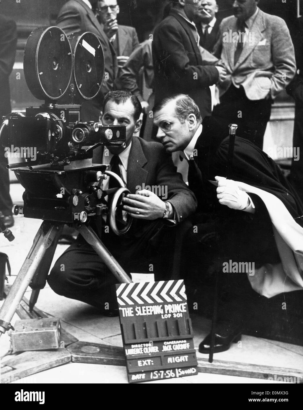 Actor Laurence Olivier on set of 'The Sleeping Prince' Stock Photo