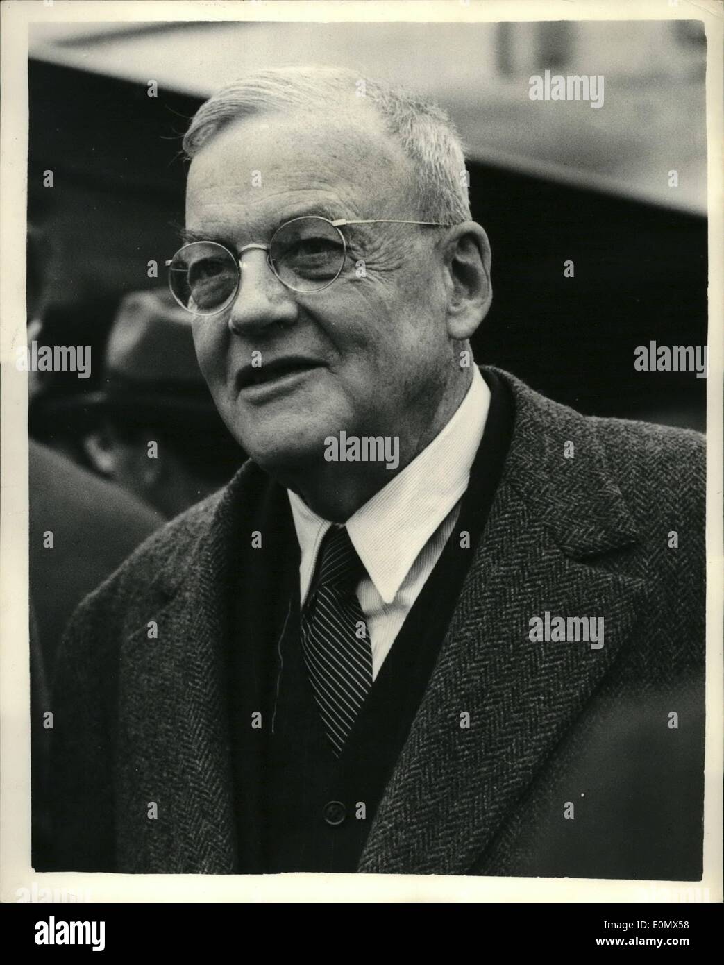Aug. 01, 1956 - 1-8-56 Suez Canal Crisis. Mr. Dulles arrives in London Ã¢â‚¬â€œ Mr. John Foster Dulles the United States Seta Stock Photo