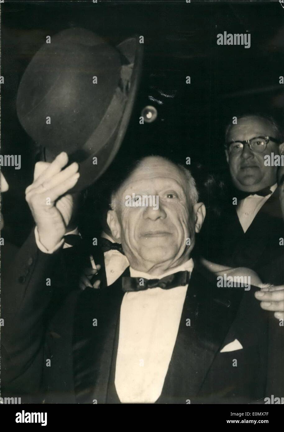 Oct. 10, 1956 - Picasso 75 years old. Photo shows one of the most recent portraits of the famous painter Pablo Picasso who has celebrated his 75th birthday today. Stock Photo