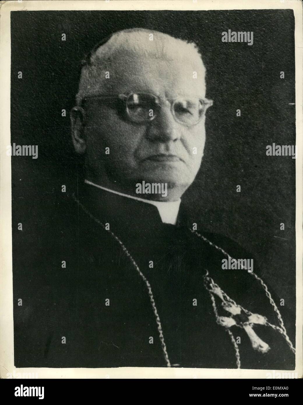 Oct. 10, 1956 - Bishop Adamski Re-Arrested in Poland: It has been announced that Bishop Adamski has been re-arrested in Poland.. The Bishop and his auxiliary Bishop Bieniek were arrested in November 1952. The official communique gave the reason as they had circulated among the faithful of their diocese instructions that they should and could approach the authorities to keep religious education in primary and secondary schools. No trial was ever held and the bishops were kent in detention Stock Photo