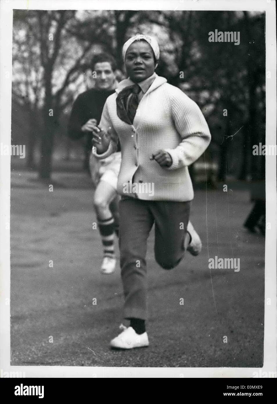 Feb. 02, 1957 - It's exercise that makes Eartha Kitt so exciting: Bright and early every morning Eartha Kitt goes for a morning Stock Photo