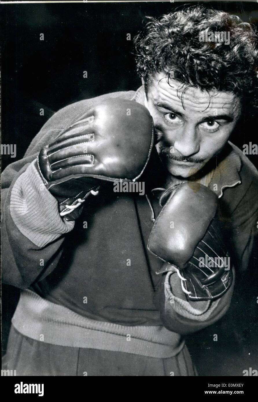 Feb. 02, 1957 - K.O. King Laszlo Papp becomes a professional boxer. Laszlo Papp, Hungary's three times Olympic champion in boxing will enter the ring at Milan on March 2nd,57 as a professional boxer. He will fight against Carlo Molo.(Italy). Papp was an amateur for ten years in all this time he was beaten three times only. Stock Photo