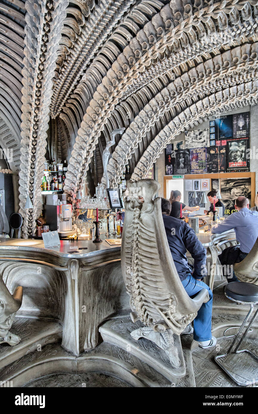 H.R. Giger Bar in Gruyères Stock Photo