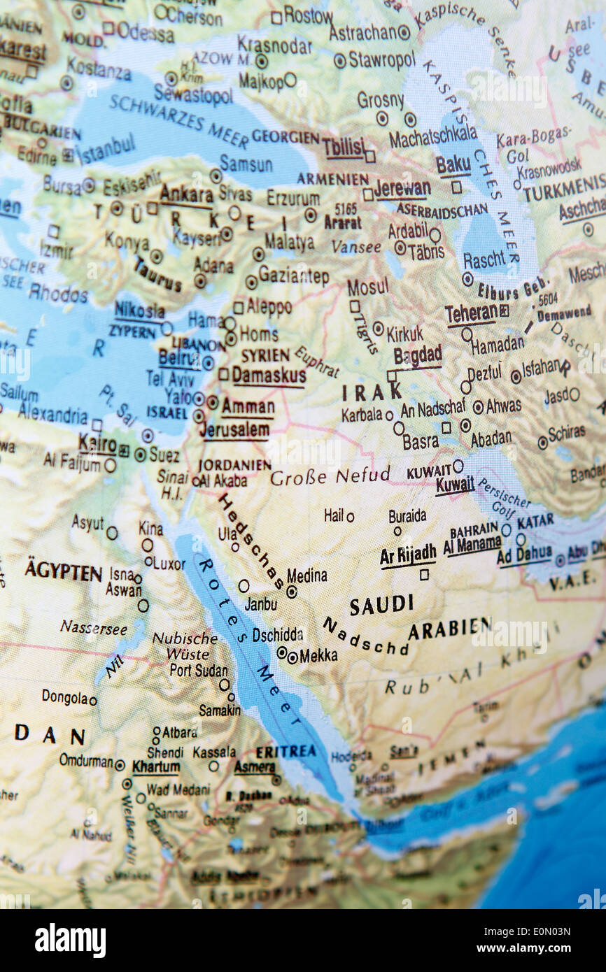 The Middle East on the globe Stock Photo
