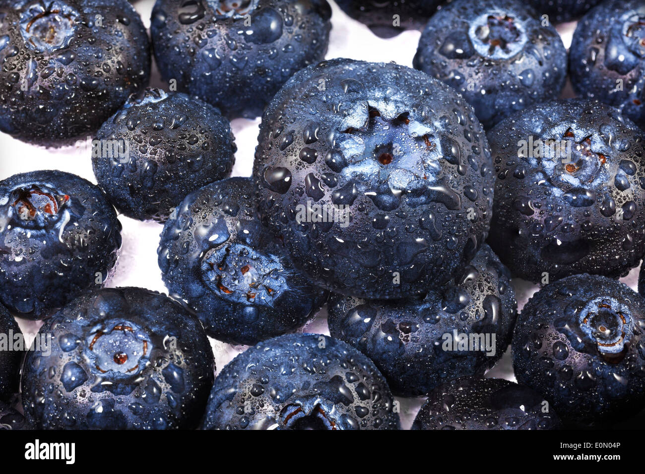 Fresh blueberries with water drops. Stock Photo
