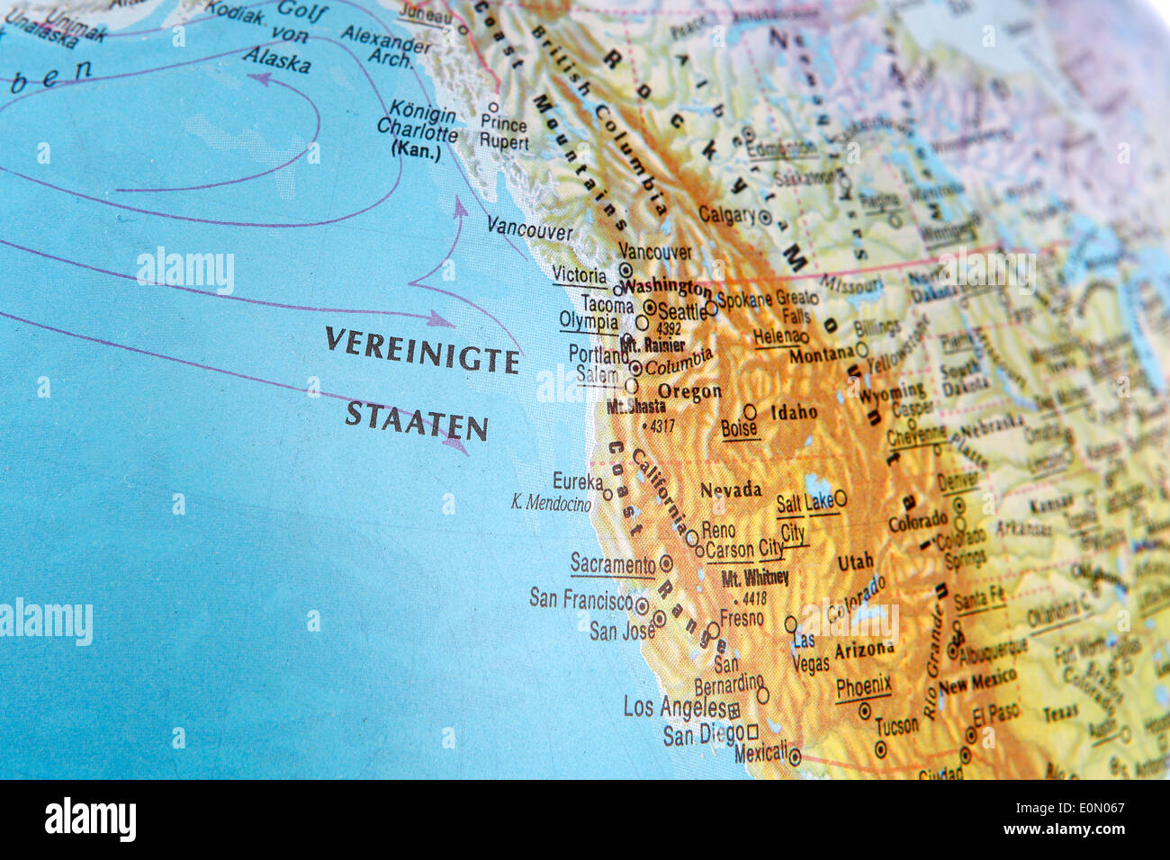 West coast of USA on the globe Stock Photo