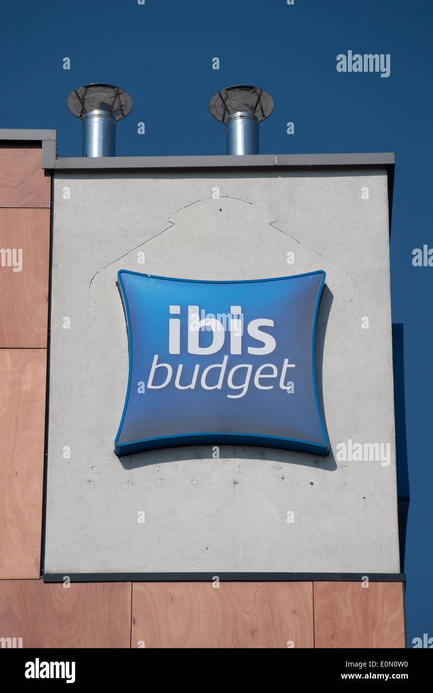 logo sign of an ibis budget hotel in hounslow, middlesex, england Stock Photo