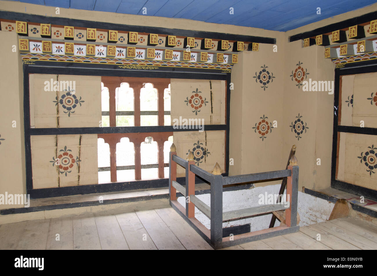 Paro Inside Beautiful wall painting, Inside wall of Chain Bridge, Paro, Bhutan ...