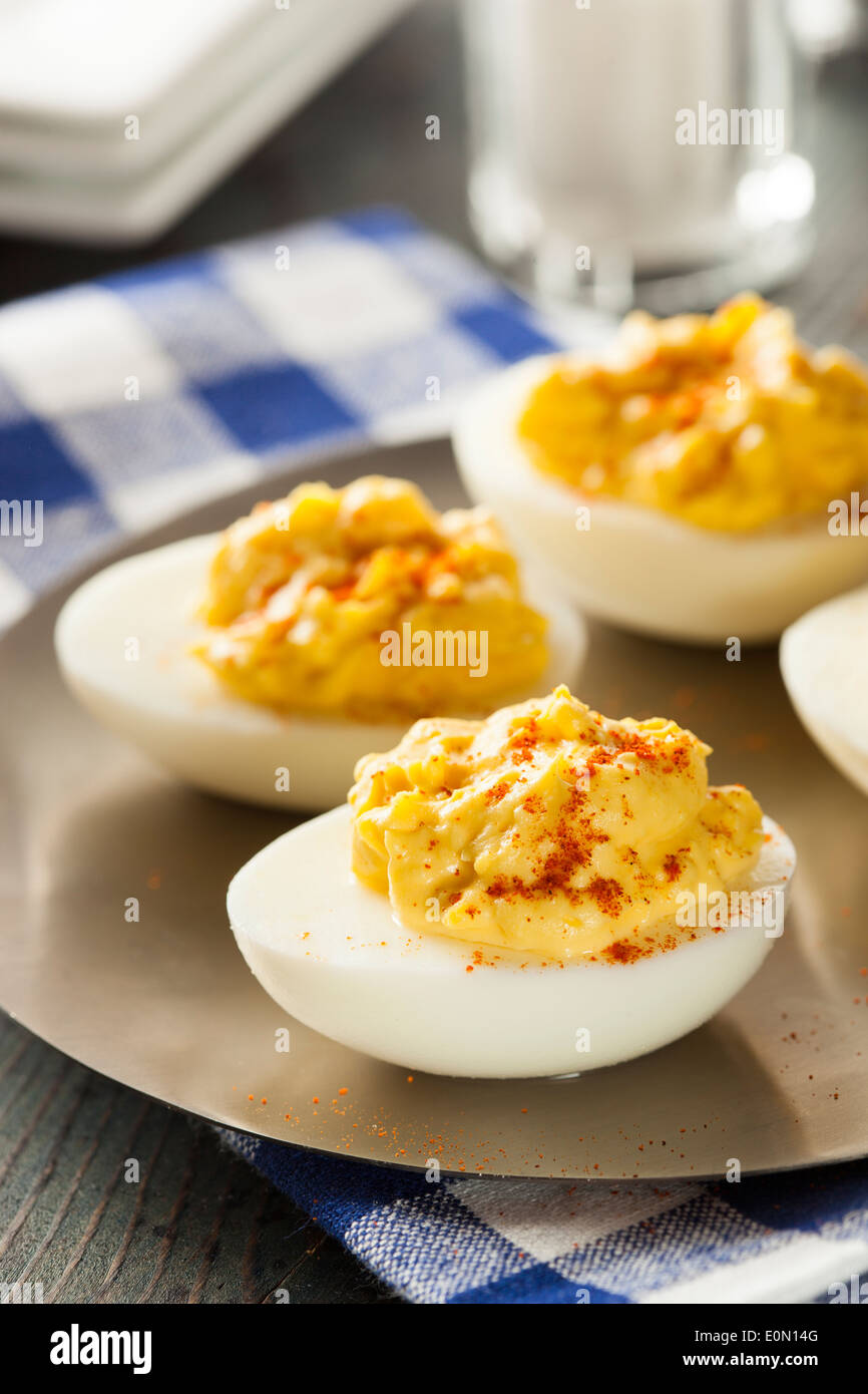 Healthy Deviled Eggs as an Appetizer with Paprika Stock Photo Alamy