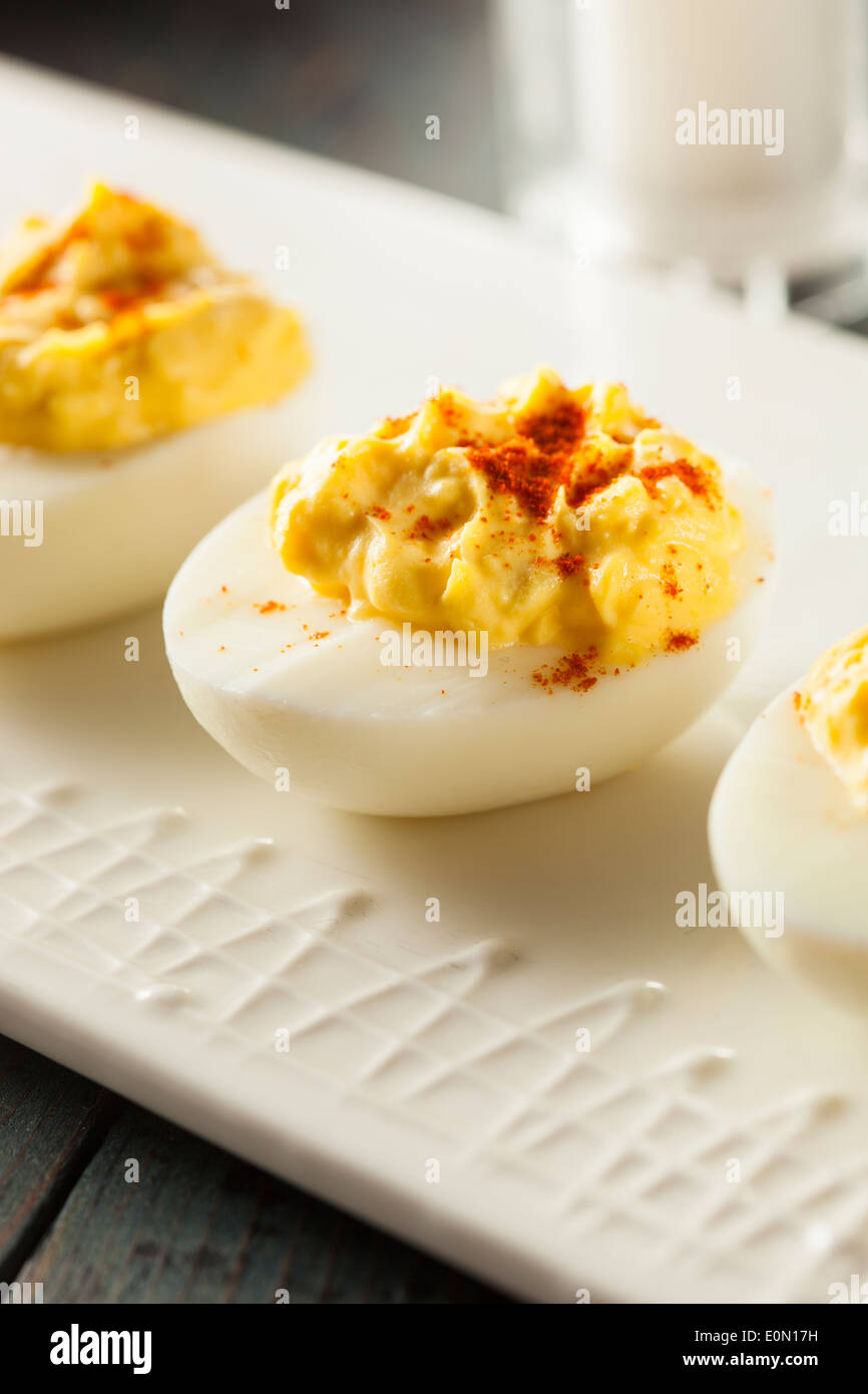 Healthy Deviled Eggs as an Appetizer with Paprika Stock Photo Alamy