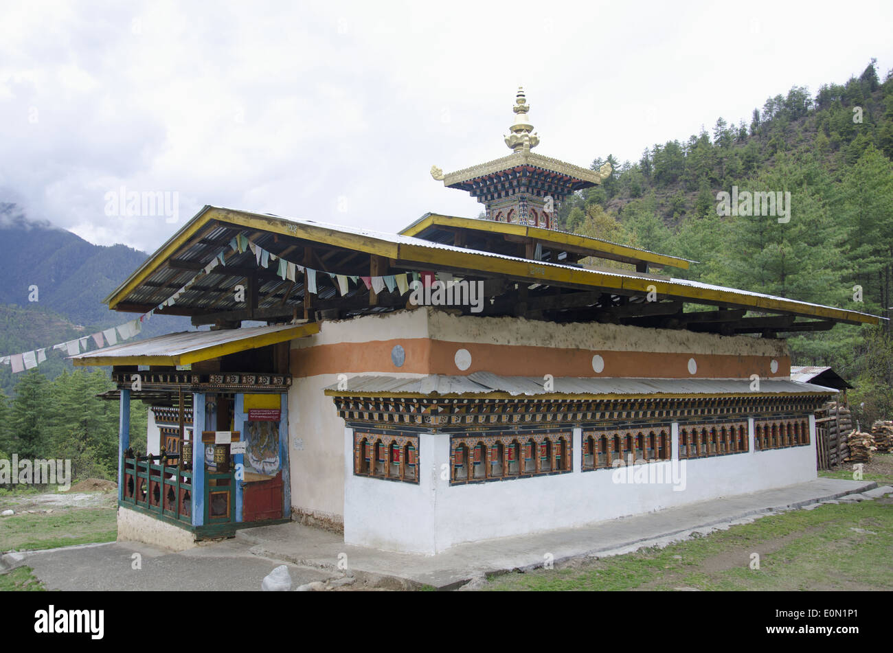 A temple in Paro valley, Bhutan, Bhutan Stock Photo
