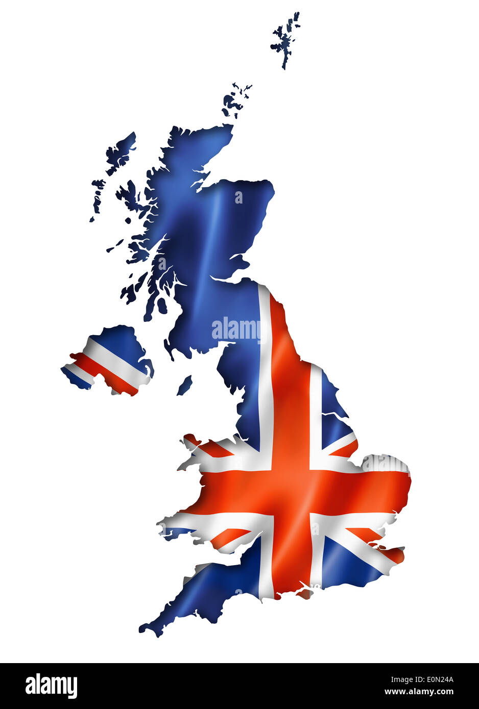 United Kingdom UK Flag Map Three Dimensional Render Isolated On   United Kingdom Uk Flag Map Three Dimensional Render Isolated On White E0N24A 