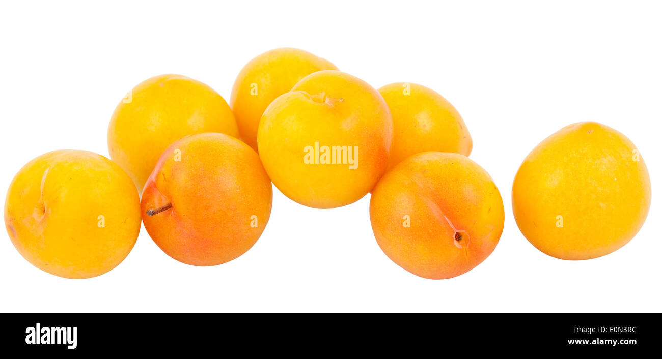 much yellow plum on white background Stock Photo
