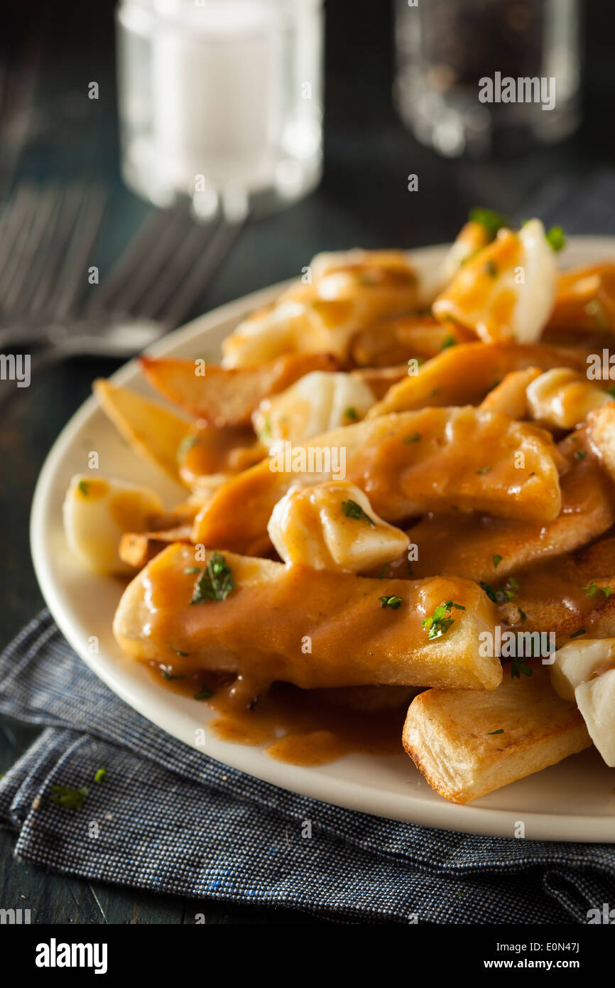 French fries cheese curds brown gravy poutine hires stock photography