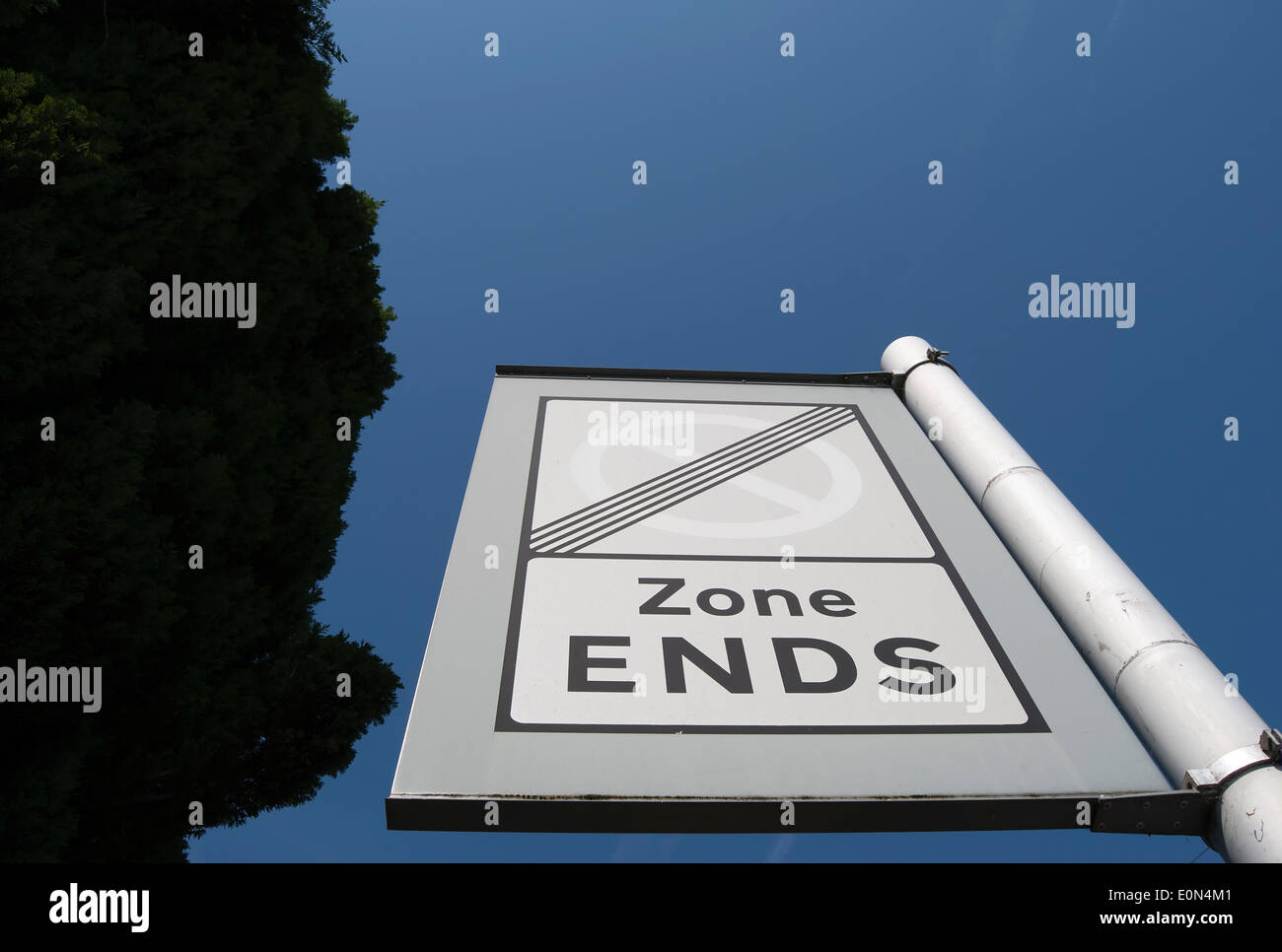 british road sign indicating end of controlled parking zone Stock Photo