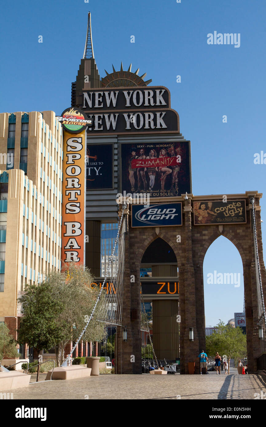 Street Sign for Las Vegas Blvd, known as the Las Vegas Strip, in Las Vegas,  NV with hotels and casinos lining the strip along with pedestrian bridges  Stock Photo - Alamy