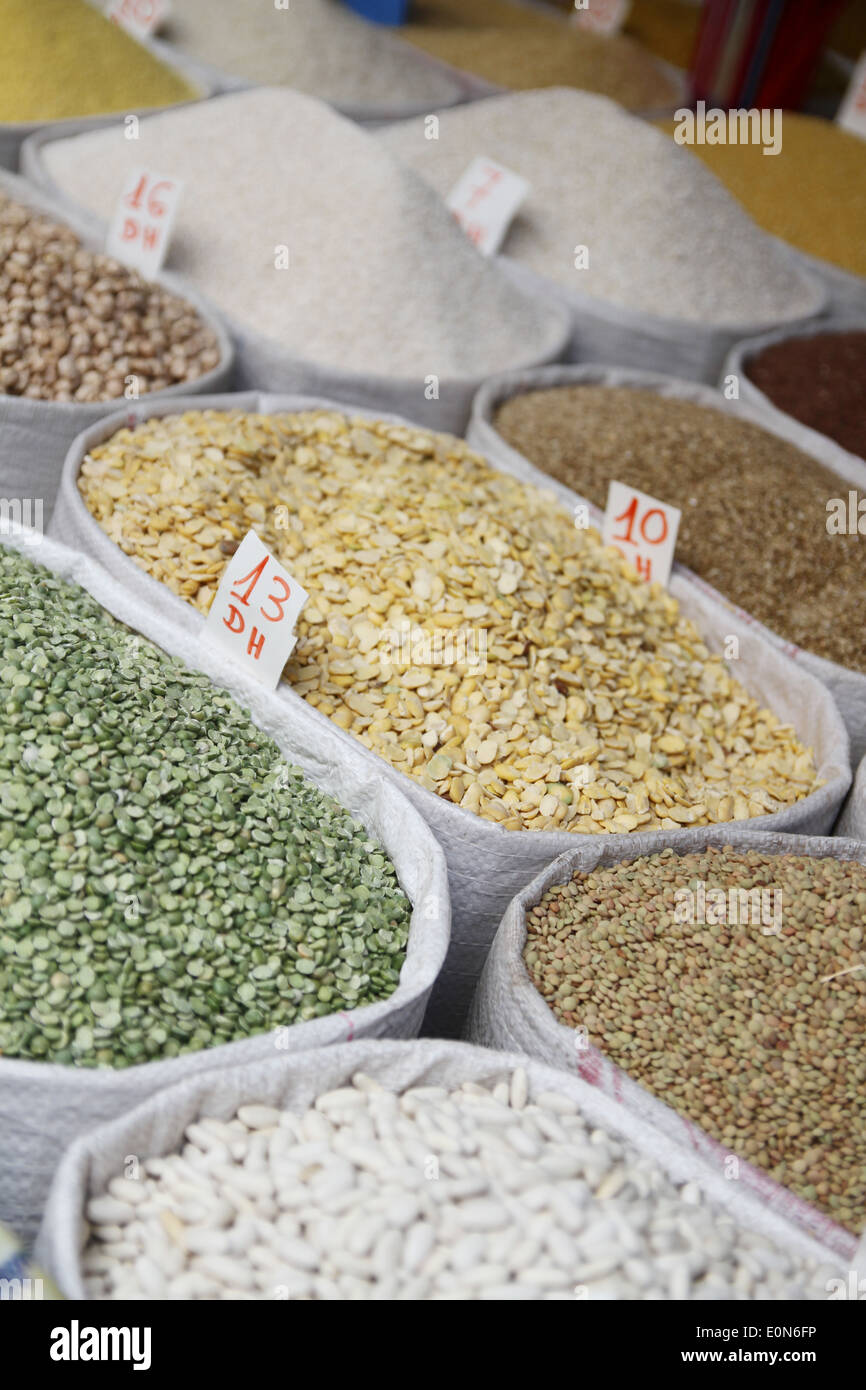 Spices for sale in Chefchaouen, Morocco Stock Photo