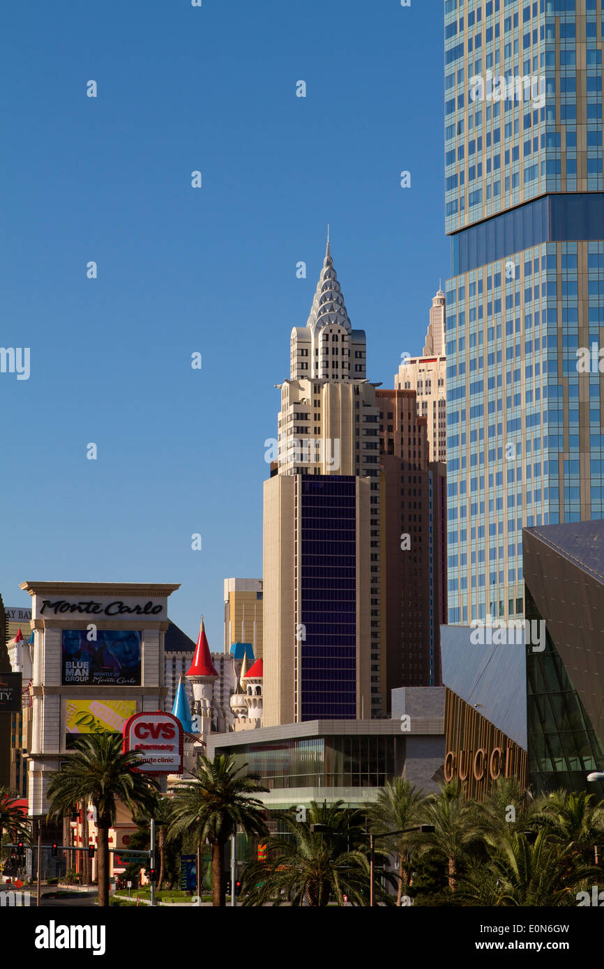 Hotels and casinos along Las Vegas Blvd (The Strip) Las Vegas Nevada Stock Photo