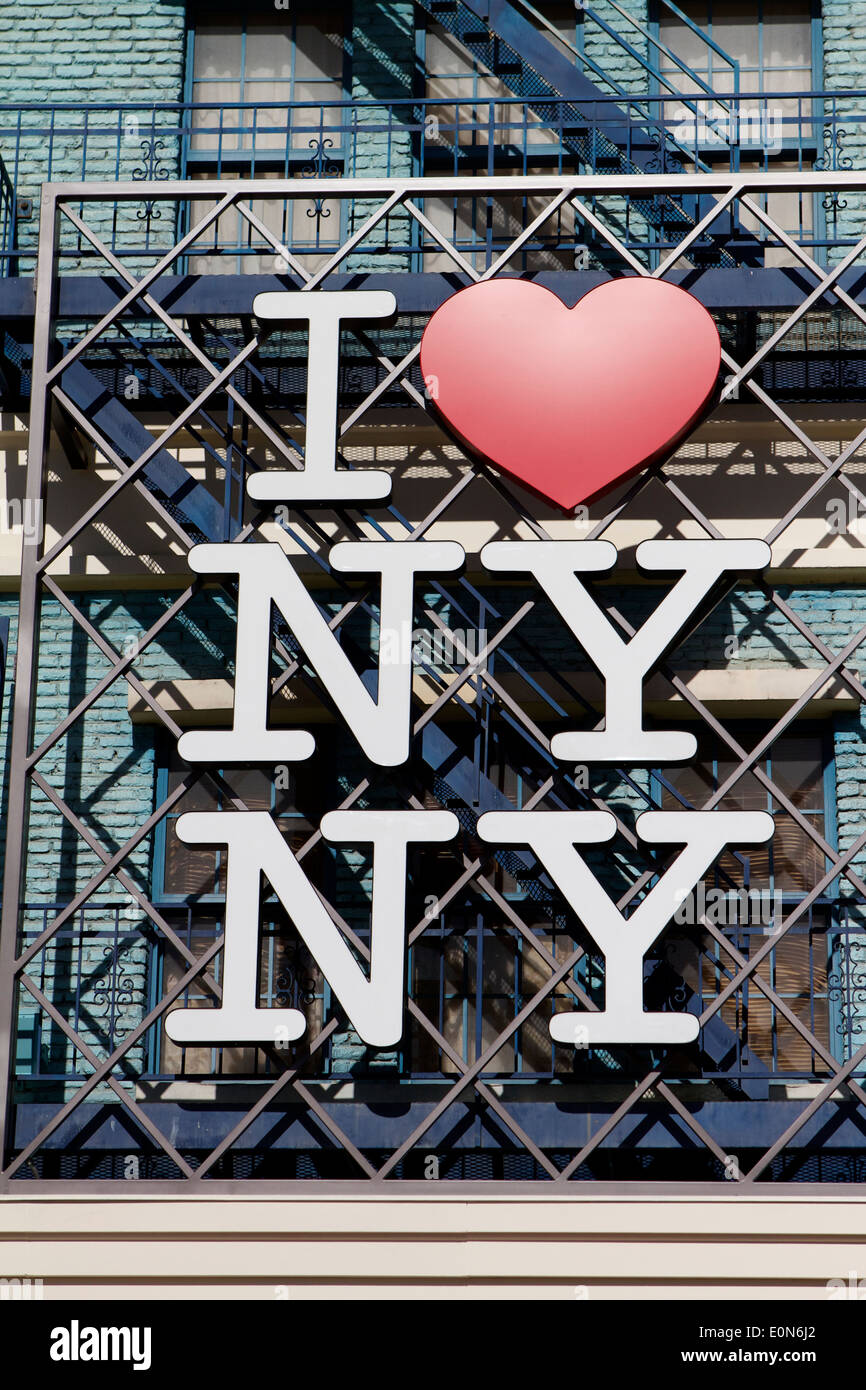 I love New York New York hotel sign on the Las Vegas strip in Las Vegas Nevada Stock Photo