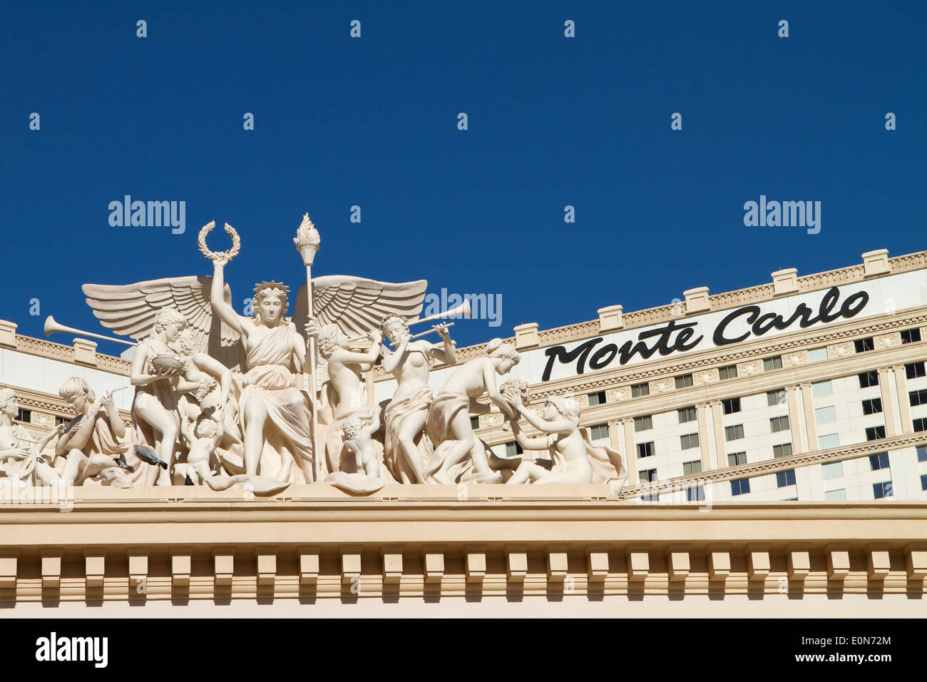 The front of The Monte Carlo Hotel from Las Vegas blvd (The Strip ) Stock Photo