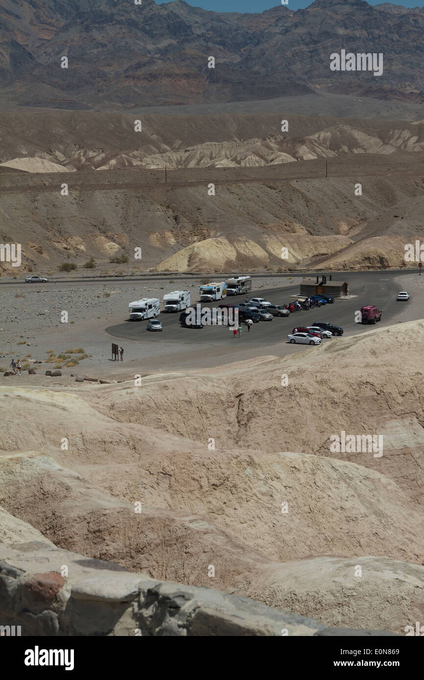 The visitors parking lot at Zabriskie point Death Valley National Park