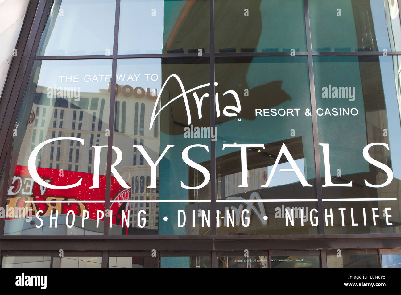 Aria resort, Crystals luxury shopping dining and nightlife center sign and logo  in Las Vegas Nevada Stock Photo