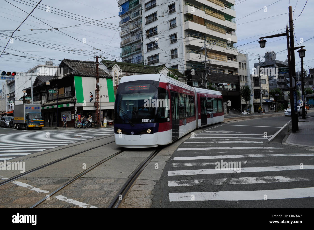 Tram,Kumamoto city, Kumamoto, Japan Stock Photo