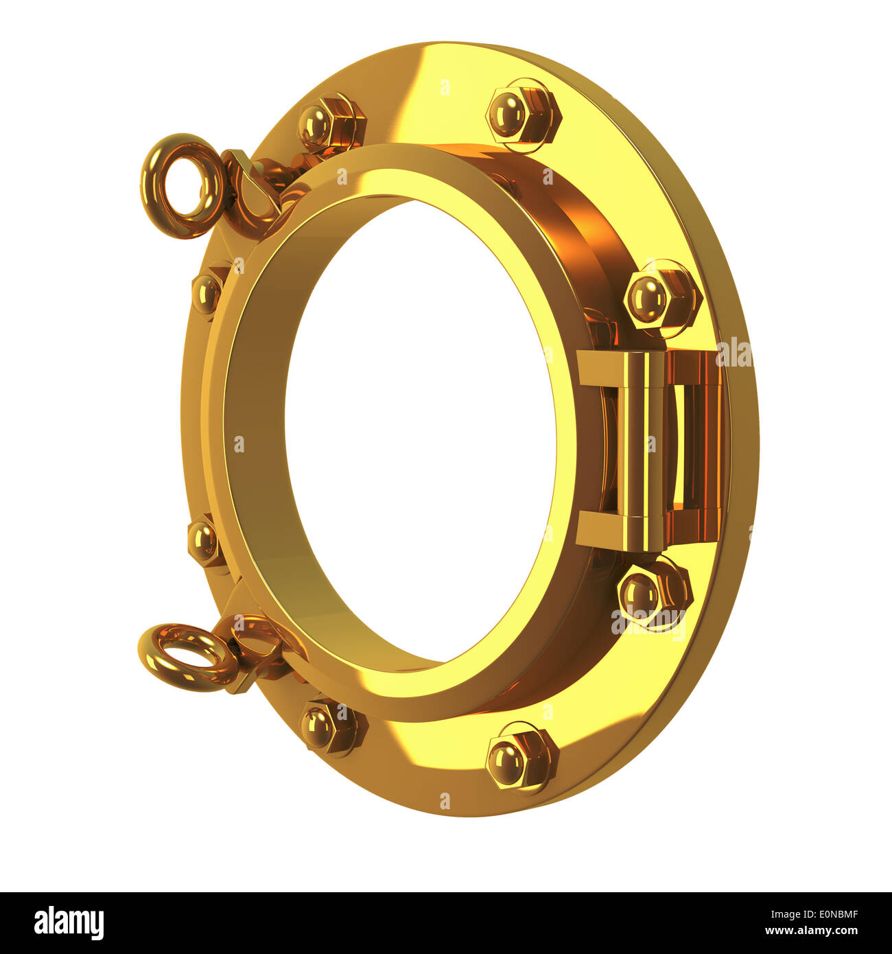 3d Shiny brass porthole Stock Photo - Alamy