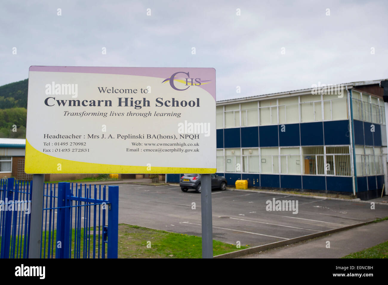 A general view of Cwmcarn High School in south Wales. Stock Photo