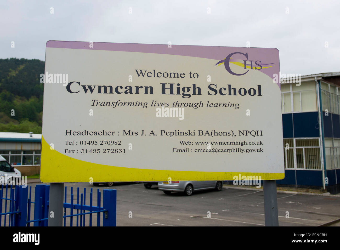A general view of Cwmcarn High School in south Wales. Stock Photo