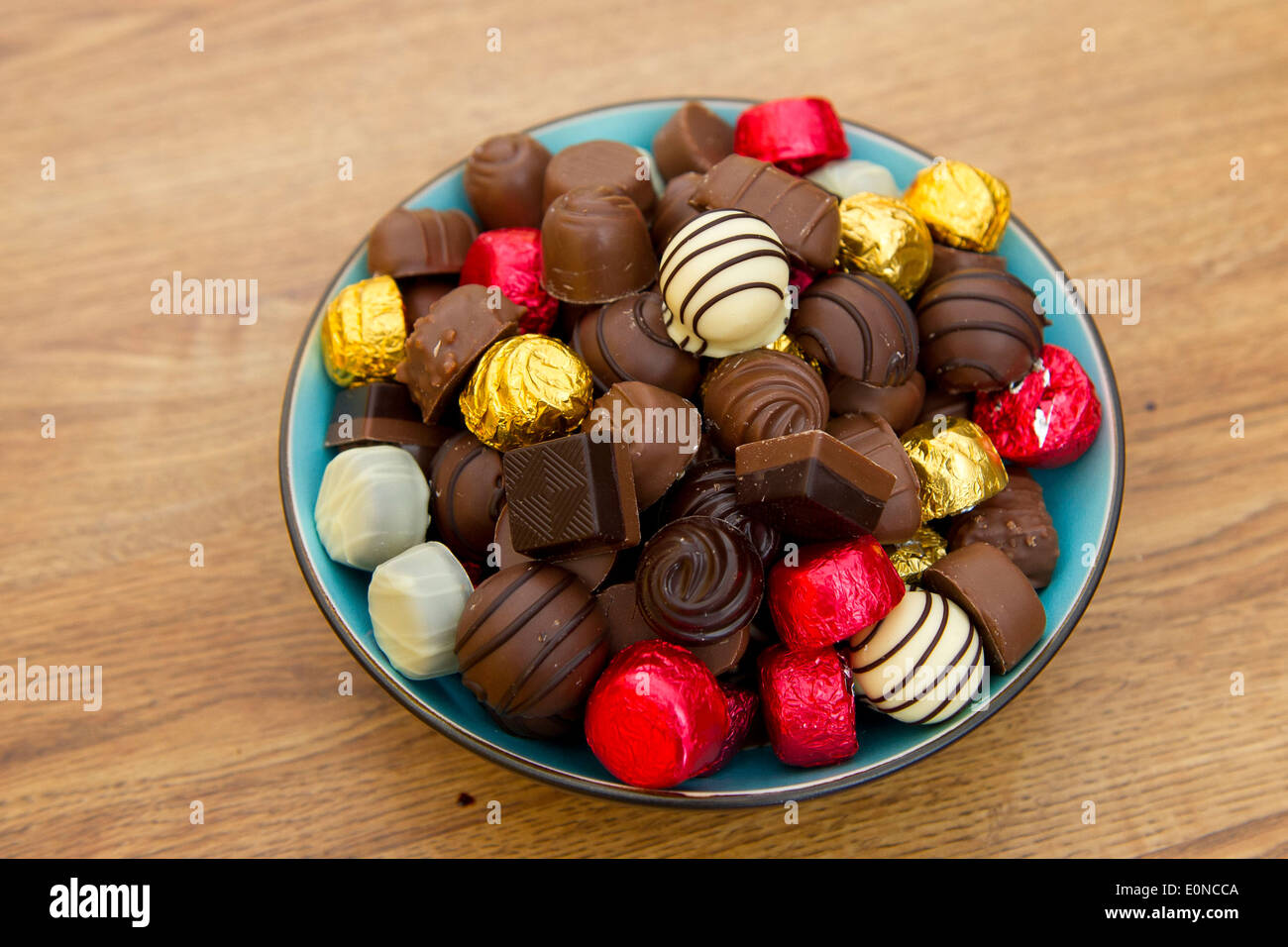A large bowl of colourful chocolates Stock Photo