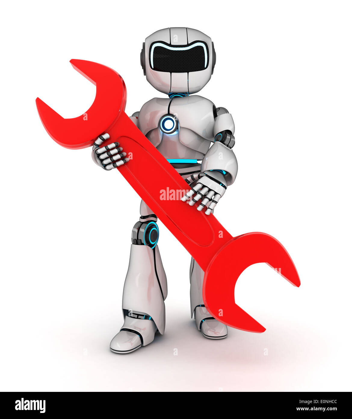 Robot and red key (done in 3d Stock Photo - Alamy