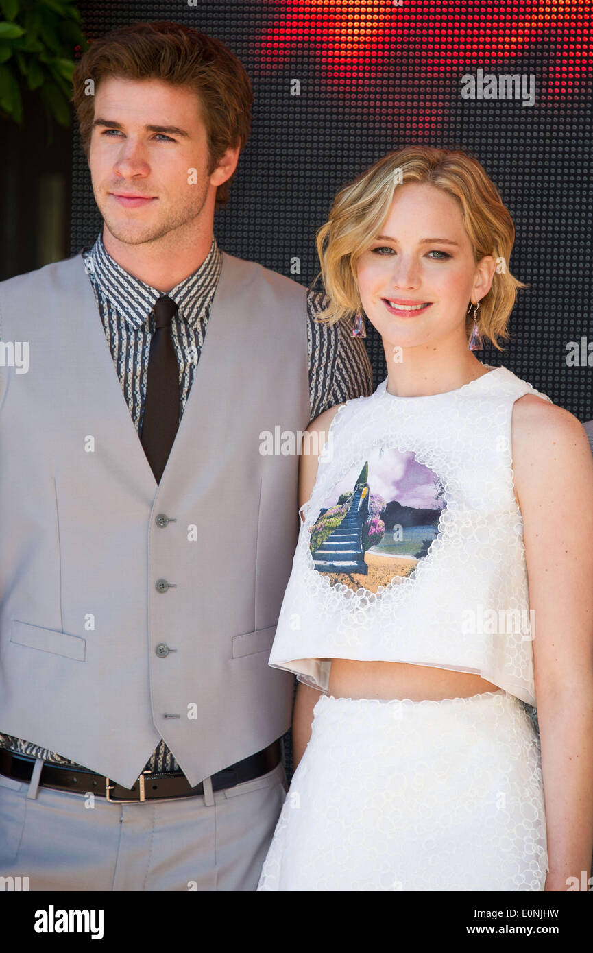 Cannes, France. 17th May 2014. Liam Hemsworth, Jennifer Lawrence attend